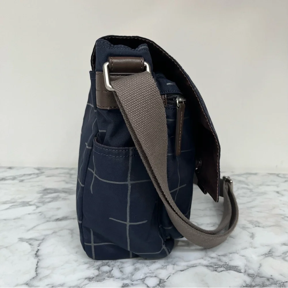 FOSSIL Field messenger crossbody laptop bag navy blue canvas